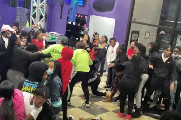 Massive brawl at trampoline park caught on video